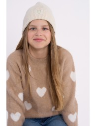 Pull en maille peluche, motif cœur