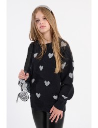 Jersey de niña de manga larga, con corazones.