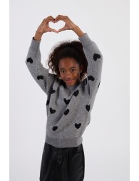 Jersey de niña de manga larga, con corazones.