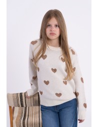 Jersey de niña de manga larga, con corazones.