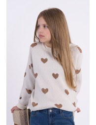 Jersey de niña de manga larga, con corazones.