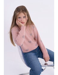 Jersey de niña de manga larga, con corazones.