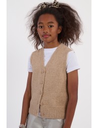 Cárdigan de niña de manga sisa, cuello en V.