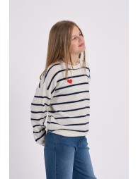 Jersey de niña de manga larga, estampado rayas.