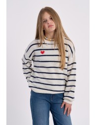 Jersey de niña de manga larga, estampado rayas.
