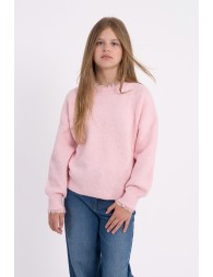 Pull en maille, finition festonnée