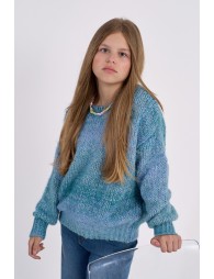 Jersey de niña de manga larga, en punto mezclado.