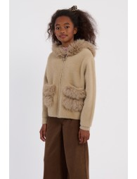 Gilet texturé effet fourrure à capuche