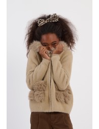 Gilet texturé effet fourrure à capuche