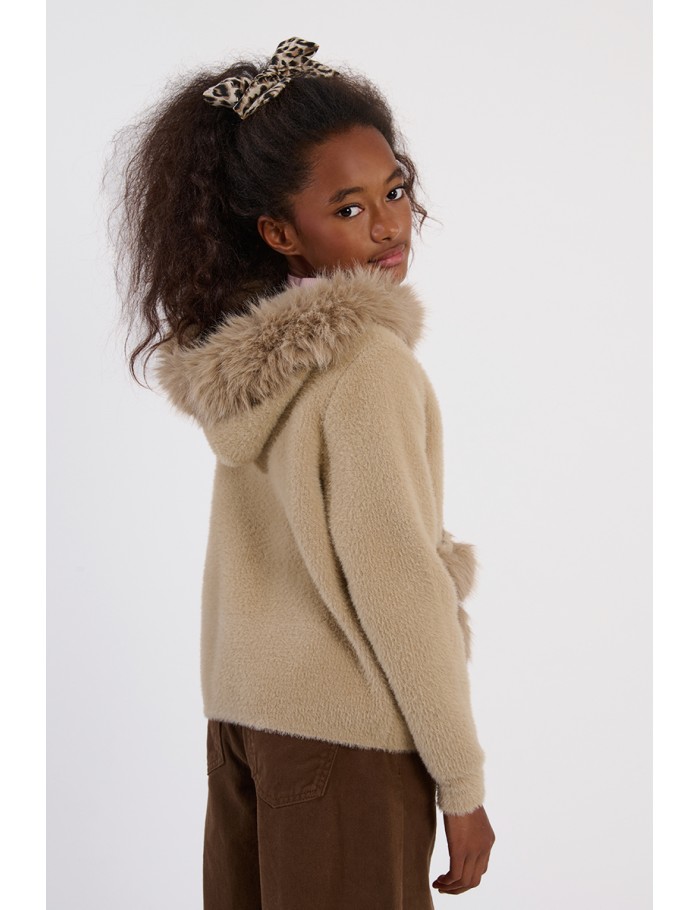 Gilet texturé effet fourrure à capuche