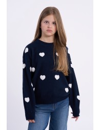 Jersey de niña de manga larga, con corazones.