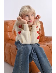 Pull en maille, motif cœur texturé
