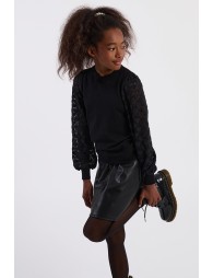 Jersey de niña de manga larga en tejido de encaje.