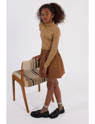 Short suede skirt