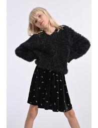 Short velvet skirt, decorative bows