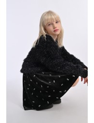 Jupe courte en velours, nœuds décoratifs