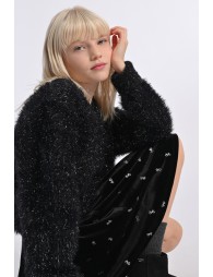 Short velvet skirt, decorative bows