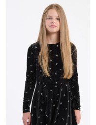 Velvet dress, sprinkled with shiny bows