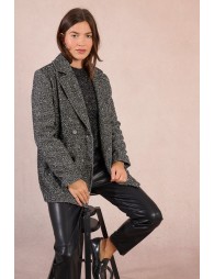 Veste type blazer à chevrons et strass