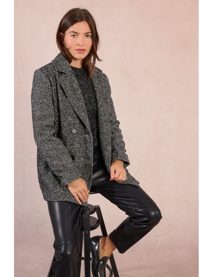 Veste type blazer à chevrons et strass