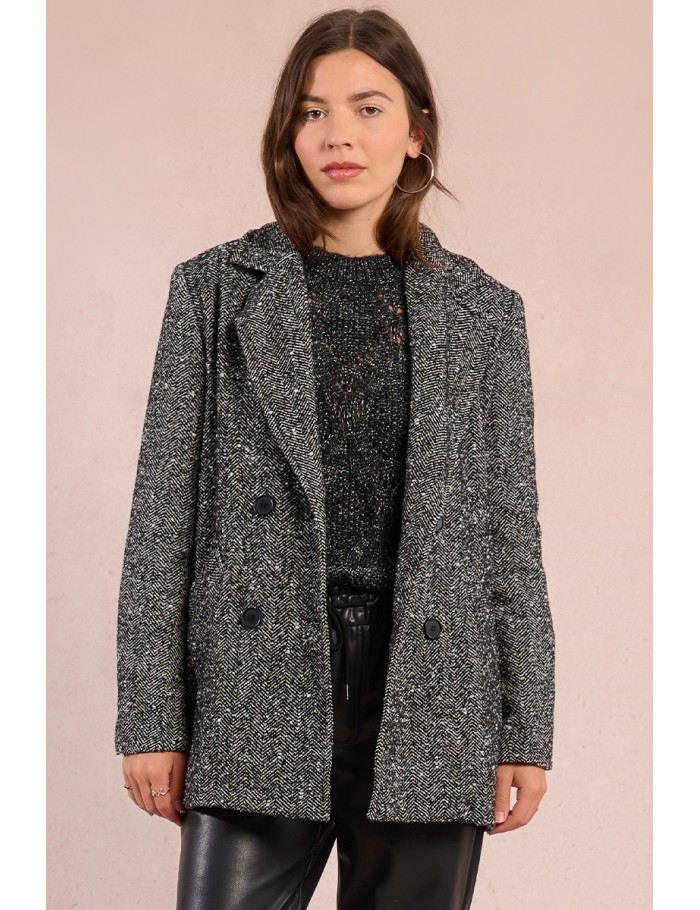 Veste type blazer à chevrons et strass