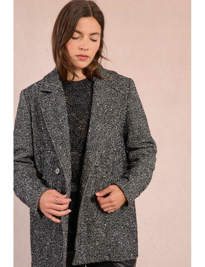 Veste type blazer à chevrons et strass