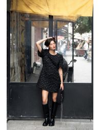 Robe en tweed, manches bouffantes