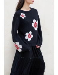 Knitted sweater, flower pattern
