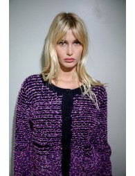 Textured knit cardigan, tweed effect
