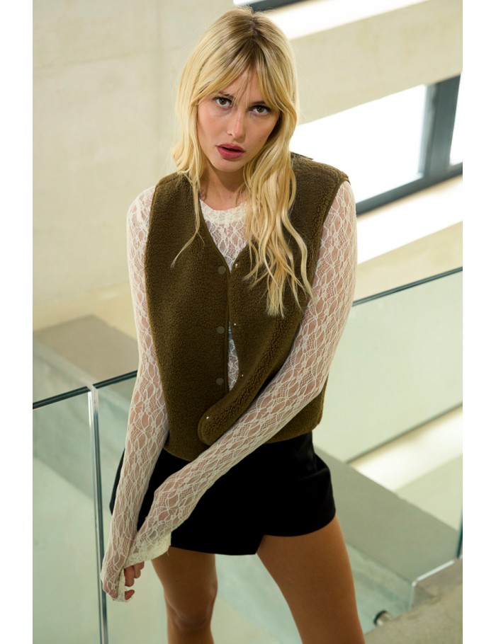 Sleeveless jacket, imitation sheepskin