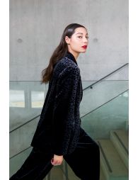 Blazer en velours, imprimé léopard