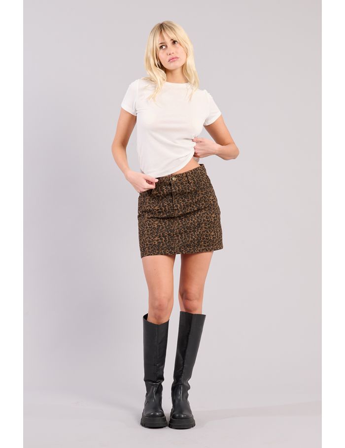 Leopard denim skirt