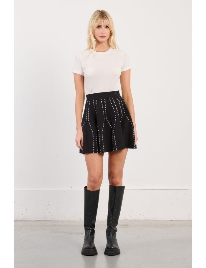 Embroidered skater mini skirt