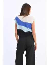 Pull sans manches en maille brossée