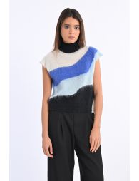 Pull sans manches en maille brossée