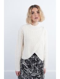 Double-breasted sweater, in cable knit