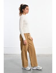 Pantalon en velours côtelé, taille élastiquée 