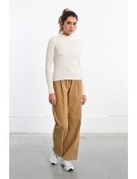 Pantalon en velours côtelé, taille élastiquée 