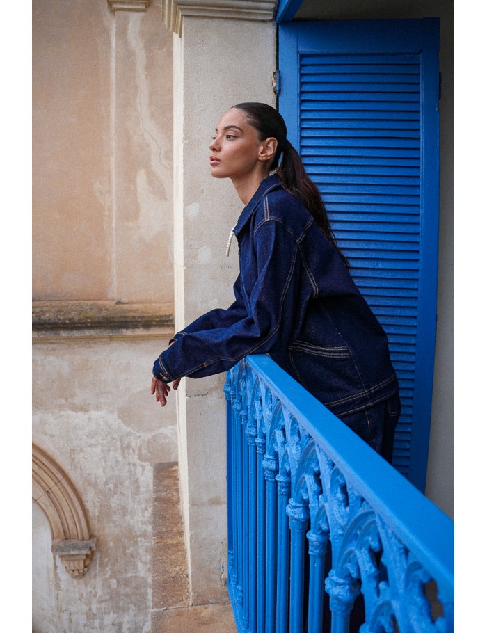 Veste en denim surpiquée