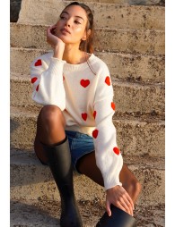 Embossed heart sweater