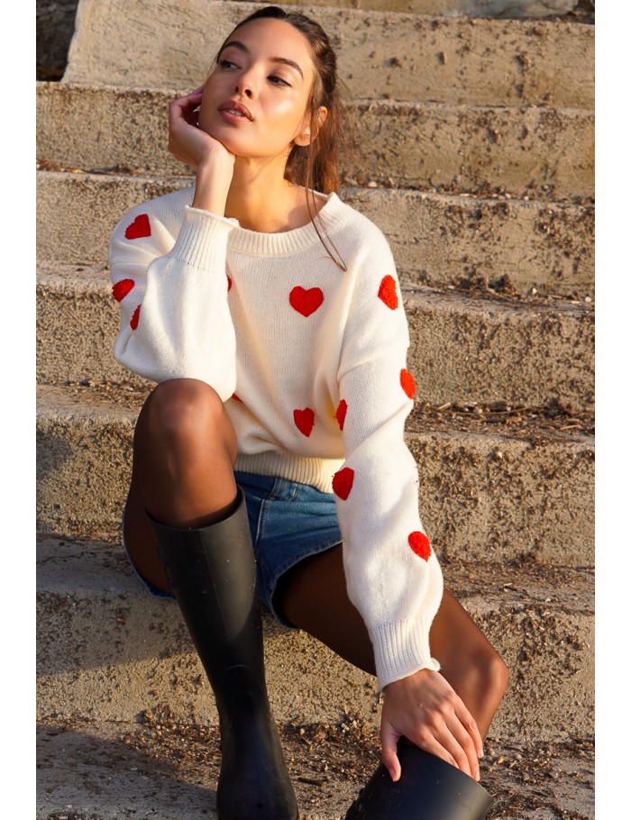 Embossed heart sweater