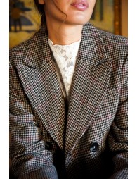 Long manteau pied-de-poule
