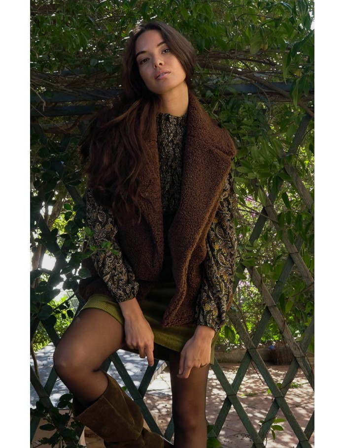 Sleeveless cardigan, imitation sheepskin