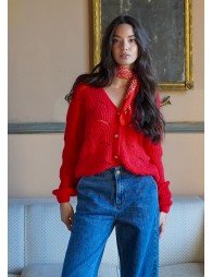 Openwork and buttoned cardigan
