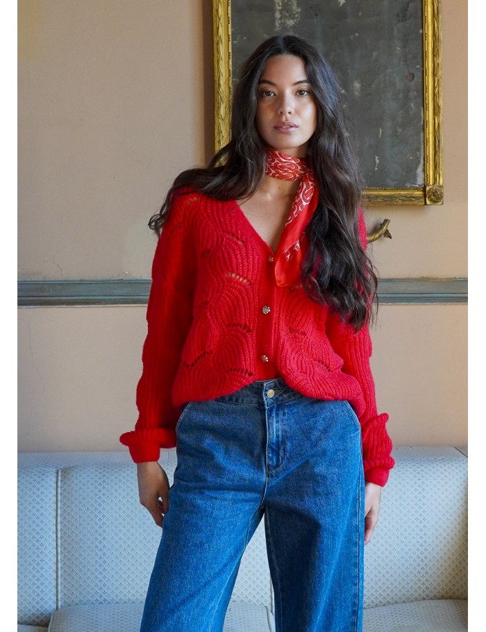 Gilet ajouré et boutonné