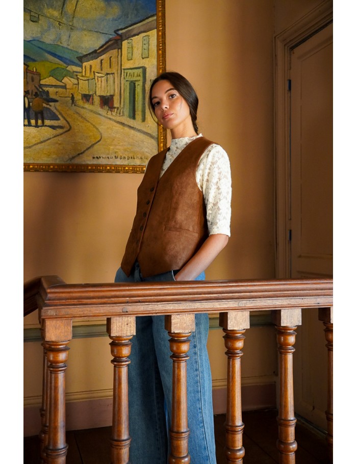 Veston court en suédine