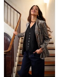 Satin blazer, leopard print