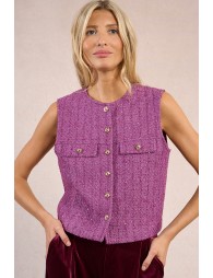 LADIES WOVEN SLEEVELESS JACKET
