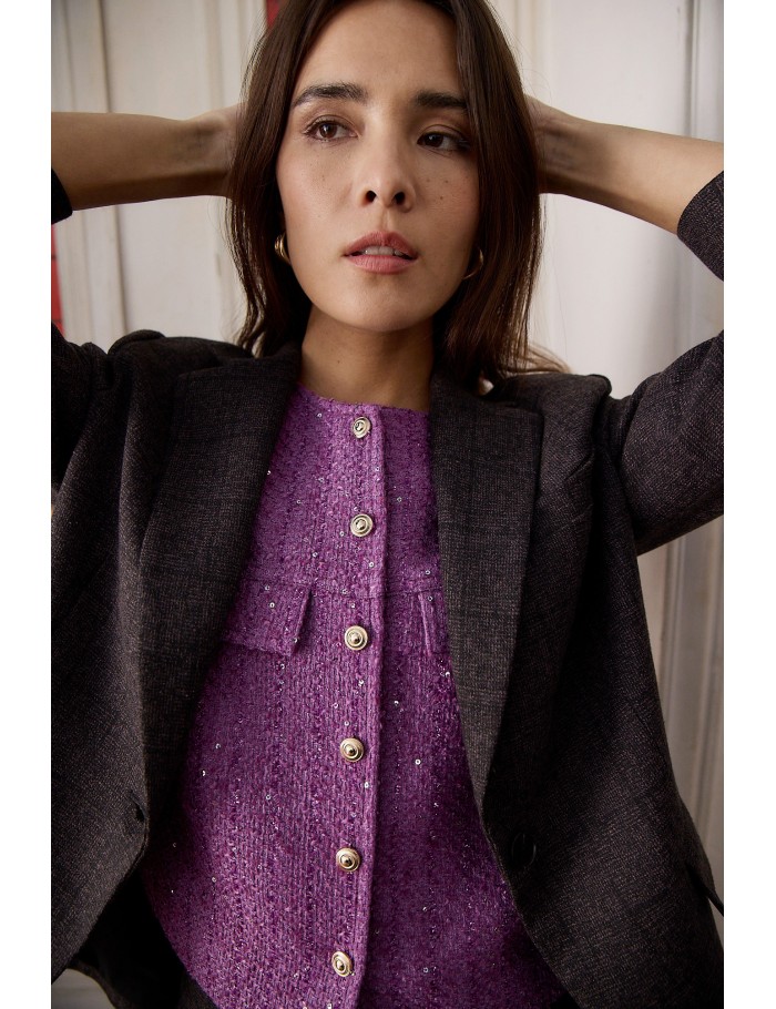 LADIES WOVEN SLEEVELESS JACKET