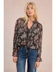 Blusade manga larga con estampado y lazada